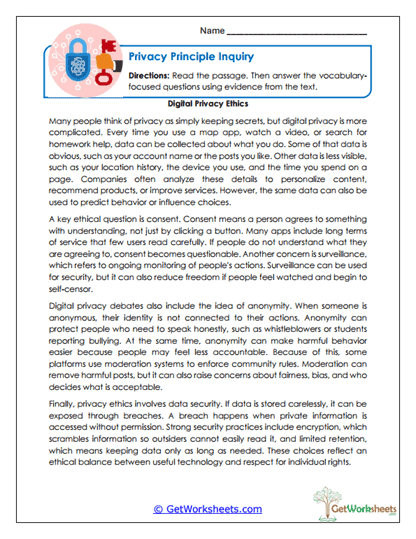 Privacy Principle Inquiry Worksheet