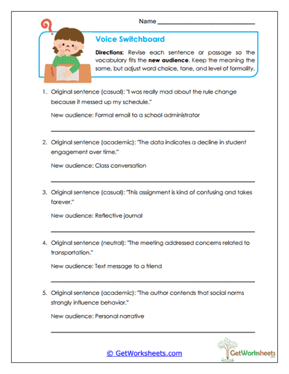 Voice Switchboard Worksheet