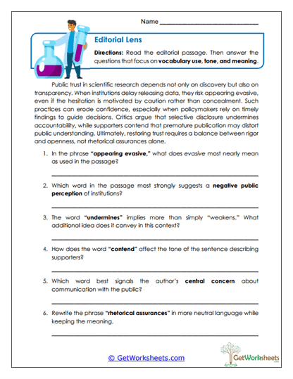 Grade 12 Vocabulary Worksheet