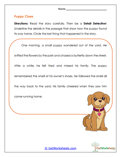 Puppy Clues Worksheet