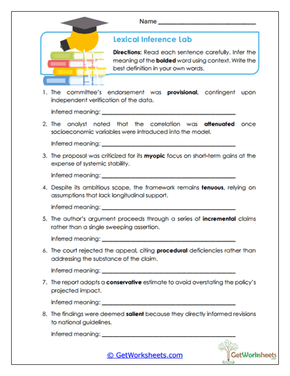 Lexical Inference Lab Worksheet