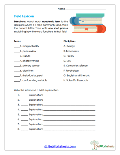 Field Lexicon Worksheet