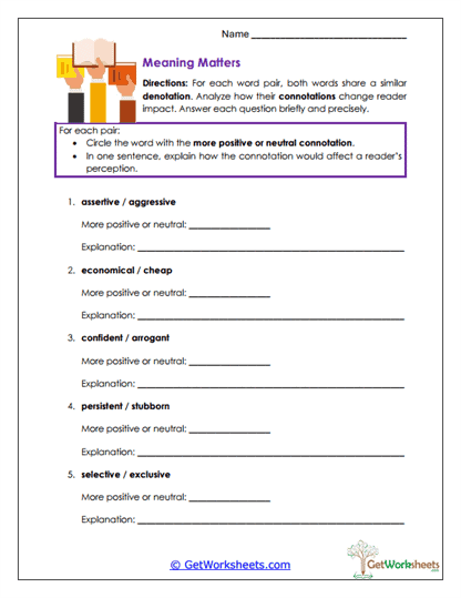Meaning Matters Worksheet