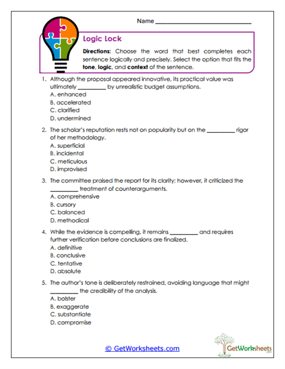 Logic Lock Worksheet