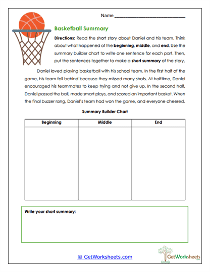 Basketball Summary Worksheet