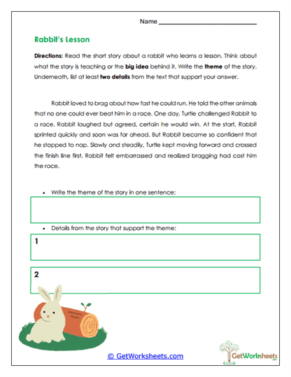 Rabbit's Lesson Worksheet