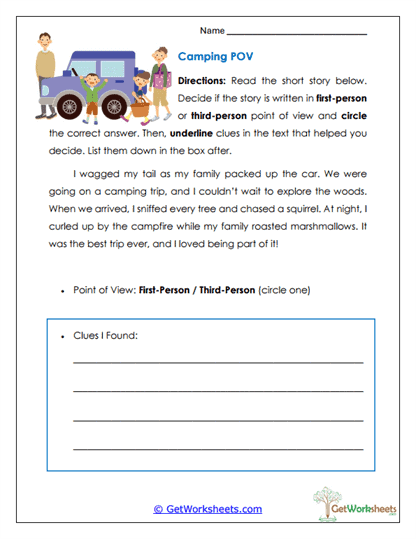 Camping POV Worksheet