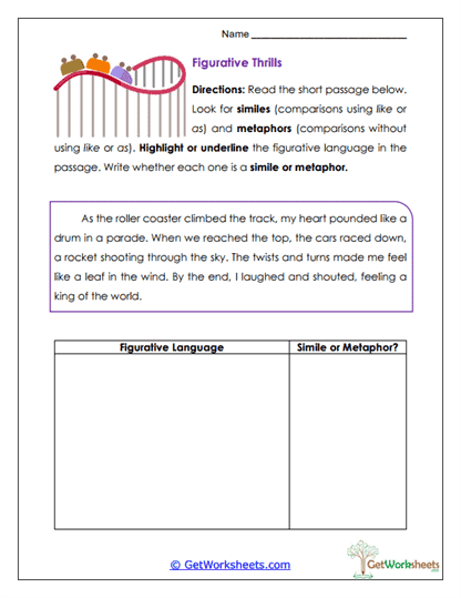 Figurative Thrills Worksheet