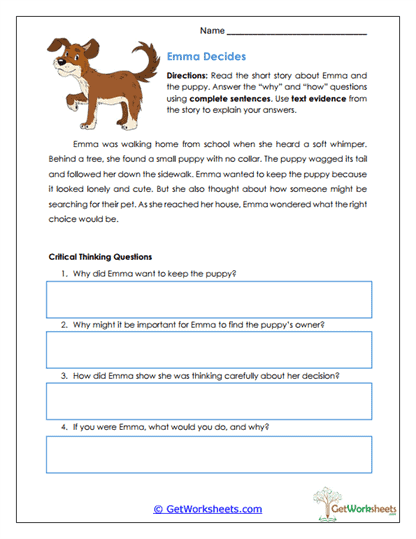 Emma Decides Worksheet