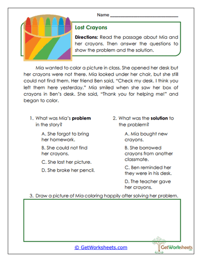 Lost Crayons Worksheet