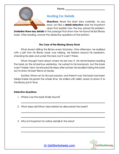 Lost Library Mystery Worksheet
