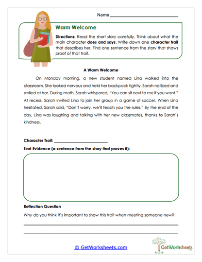 Character Kindness Worksheet