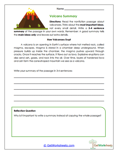 Volcano Summary Worksheet