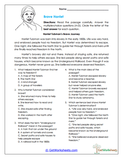Brave Harriet Worksheet