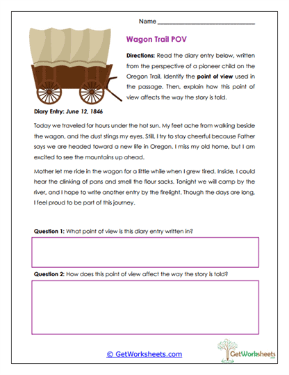 Wagon Trail POV Worksheet