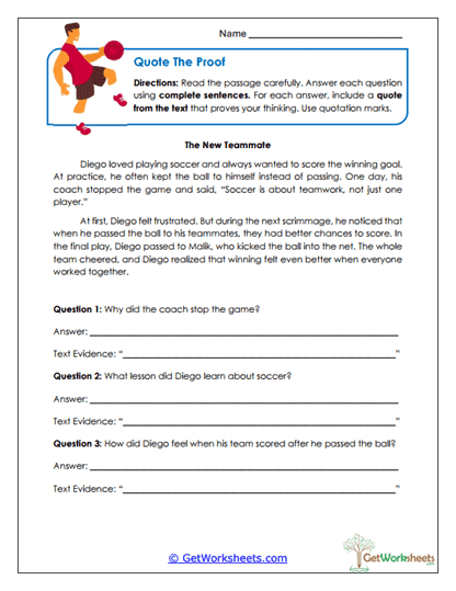 Quote the Proof Worksheet