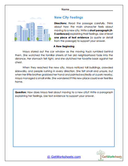 New City Feelings Worksheet
