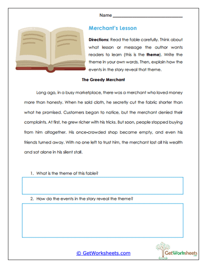 Merchant's Lesson Worksheet