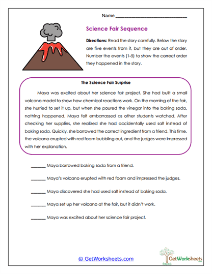 Science Fair Sequence Worksheet