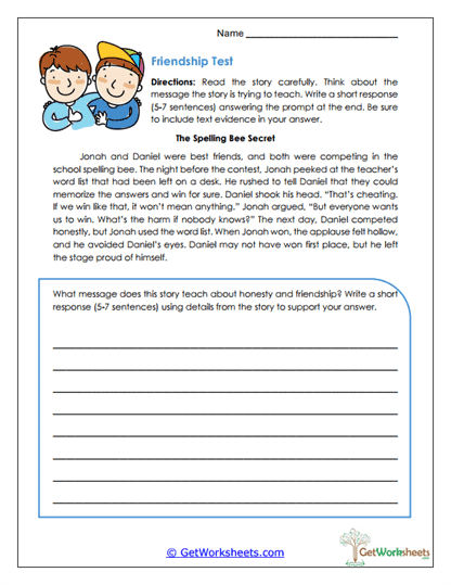 Friendship Test Worksheet