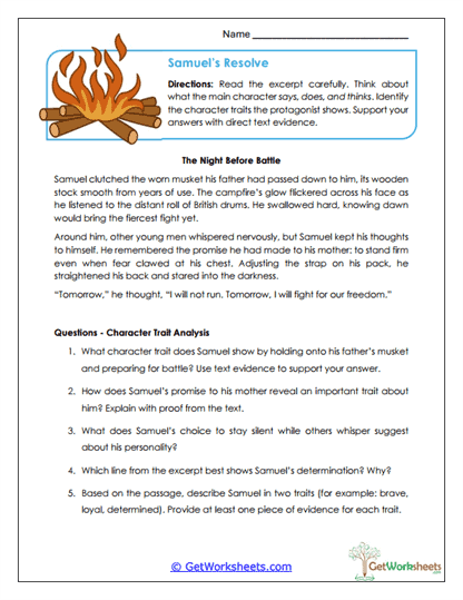 Samuel's Resolve Worksheet