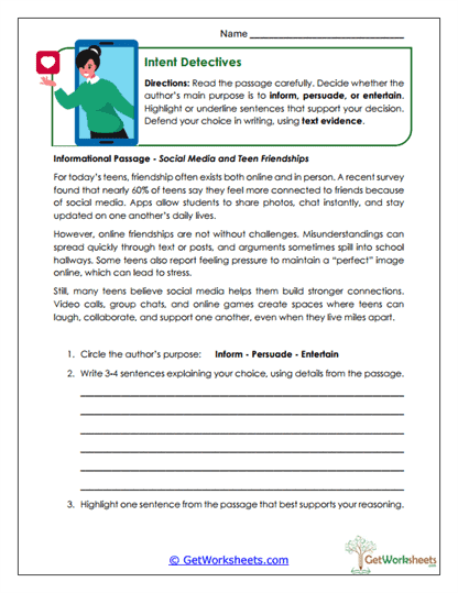 Intent Detectives Worksheet
