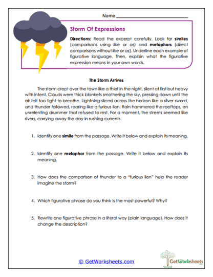 Storm of Expressions Worksheet