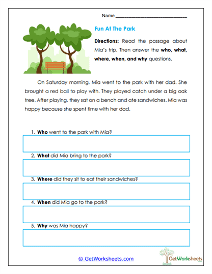 Fun at the Park Worksheet