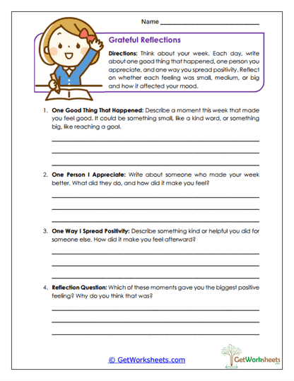 Grateful Reflections Worksheet