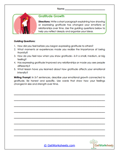 Gratitude Growth Worksheet