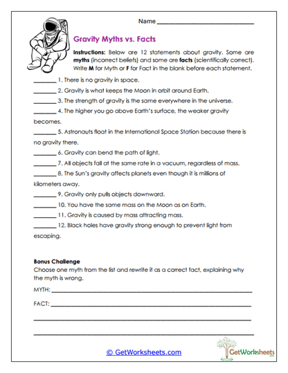 Myths vs. Facts Worksheet