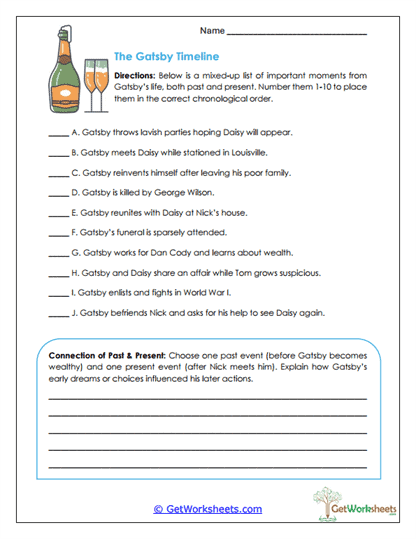 Gatsby Life Timeline Worksheet