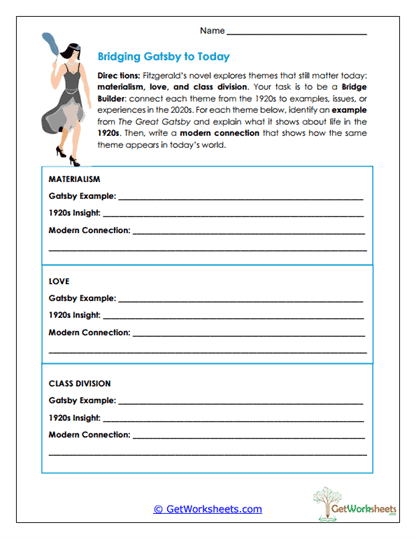 Gatsby Then & Now Worksheet