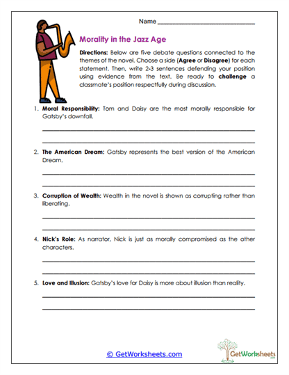 Jazz Age Morality Debate Worksheet
