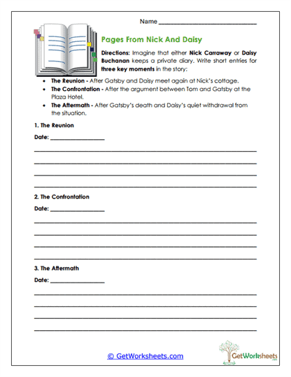 Nick or Daisy's Diary Worksheet