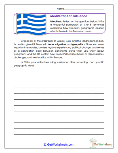 Mediterranean Reflection Worksheet