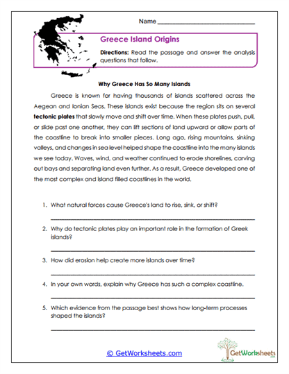 Greek Island Origins Worksheet