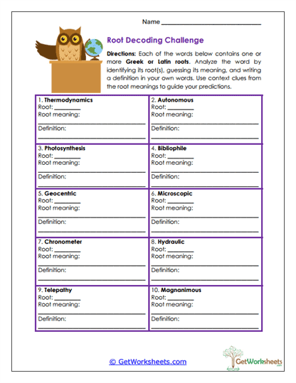 Decoding Challenge Worksheet