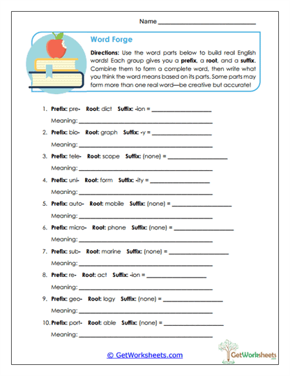 Word Forge Worksheet