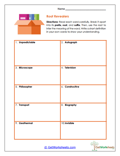 Root Revealers Worksheet