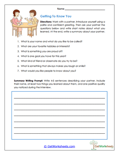 Getting to Know You Worksheet