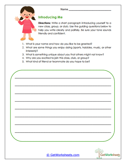 Introducing Me Worksheet
