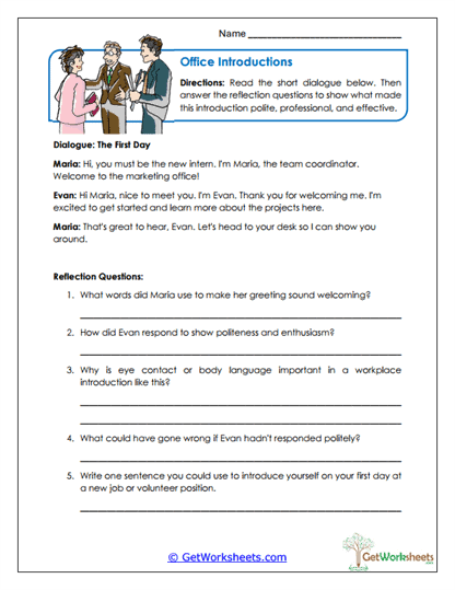Office Introductions Worksheet