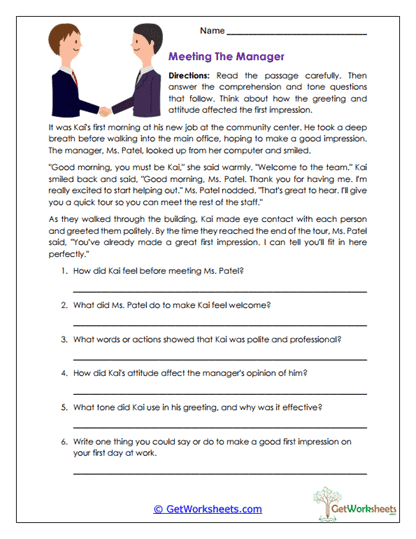Meeting the Manager Worksheet