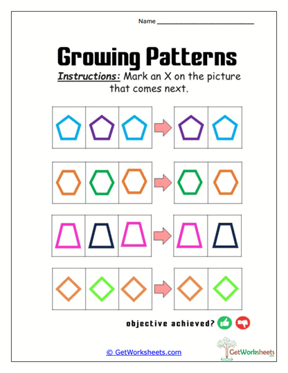 Growing Pattern Worksheets