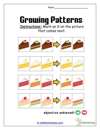 Cake Slice Sequence Worksheet