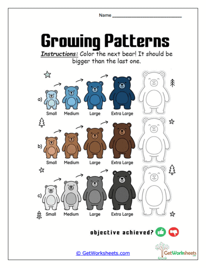 Bear Size Ladder Worksheet