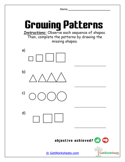 Shape Growth Sketch Worksheet