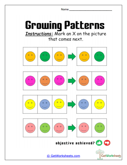Smiley Switch Pattern Worksheet