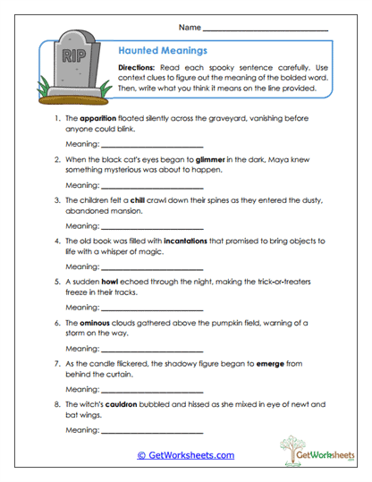 Haunted Meanings Worksheet